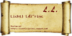 Lichtl Lőrinc névjegykártya